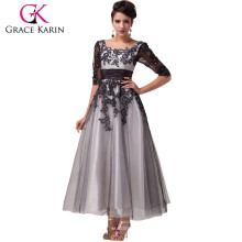 New Arrival 2015 Grace Karin Square Neckline Long Sleeve plus robes de soirée en taille pour Fat Women CL6051-1